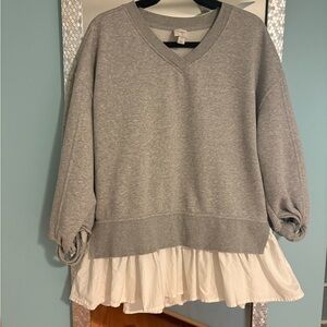 Maeve Heather Gray V-Neck Sweatershirt
